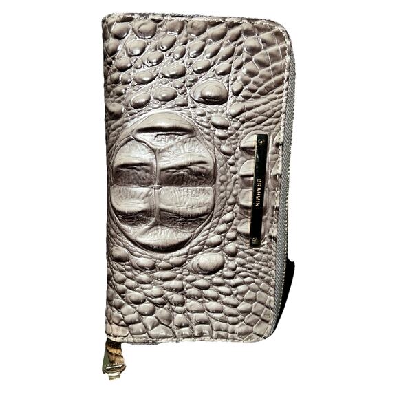 Brahmin Suri Leather Wallet in Regal w/Gray & Gold, Great Preowned Condition - Picture 1 of 6